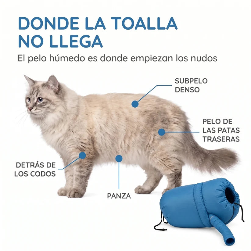 Secador inflable para gatos